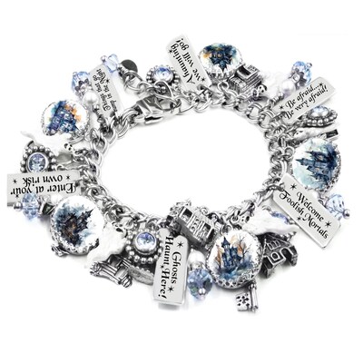 Haunted House Charm Bracelet with Ghosts for Halloween Gifts - image1